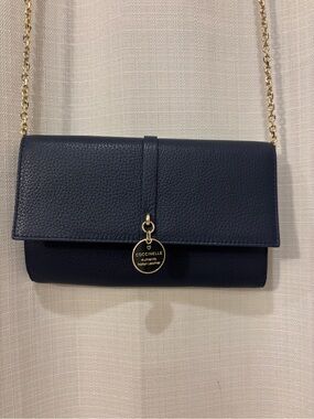 NWOT Navy Leather Chain Crossbody Bag